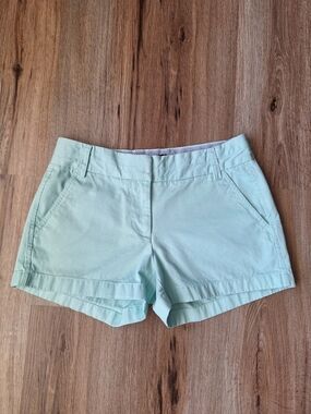 J Crew Womens Chino Shorts 100% Cotton Size 4 Teal Coastal Grandma Pastel Preppy